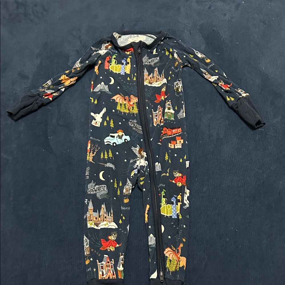Little Sleepies Navy Adventure Print Footie Pajamas